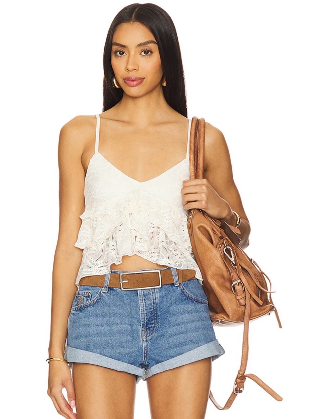 NWT! More To Come Marisol Cream Cami Lace Tiered Boho Top - size XS - MSRP $58!!
